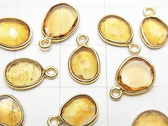 [Video]High Quality Citrine AAA- Bezel Setting Rose Cut [Freeform] [One Side] 18KGP 3pcs $6.79!