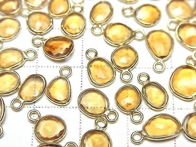 [Video] High Quality Citrine AAA- Bezel Setting Freeform Rose Cut [One Side] 18KGP 3pcs