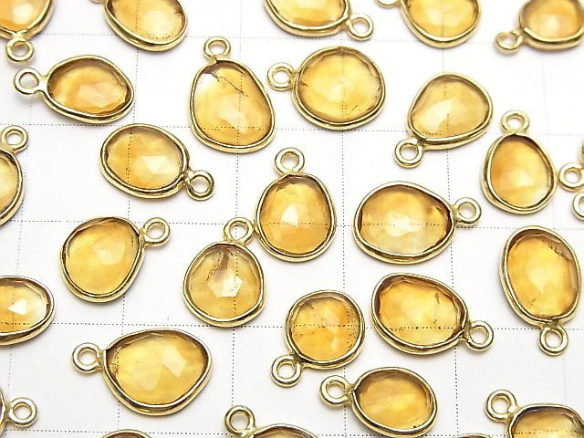 [Video]High Quality Citrine AAA- Bezel Setting Rose Cut [Freeform] [One Side] 18KGP 3pcs $6.79!