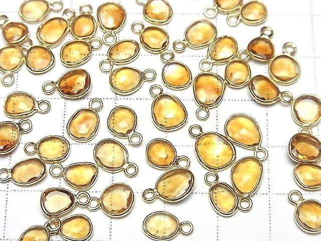 [Video] High Quality Citrine AAA- Bezel Setting Freeform Rose Cut [One Side] 18KGP 3pcs