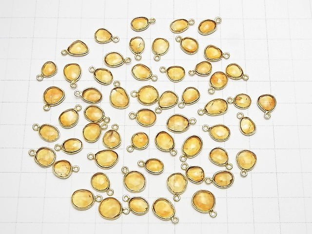 [Video]High Quality Citrine AAA- Bezel Setting Rose Cut [Freeform] [One Side] 18KGP 3pcs $6.79!