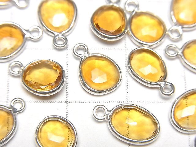 [Video]High Quality Citrine AAA- Bezel Setting Freeform Rose Cut [One Side] Silver925 3pcs