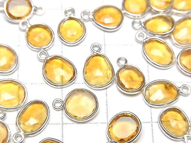 [Video]High Quality Citrine AAA- Bezel Setting Freeform Rose Cut [One Side] Silver925 3pcs