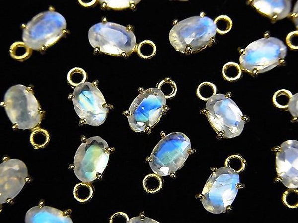 Bezel Setting, Oval, Rainbow Moonstone Gemstone Beads