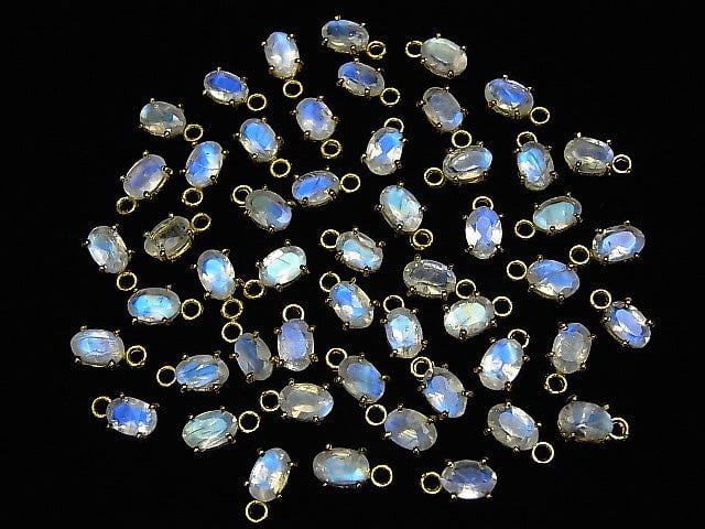 [Video] High Quality Rainbow Moonstone AAA- Bezel Setting Oval Faceted 6x4mm 18KGP 2pcs $7.79!