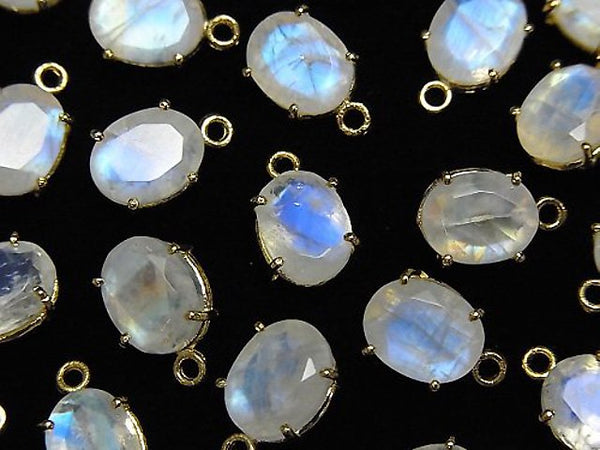 Bezel Setting, Oval, Rainbow Moonstone Gemstone Beads