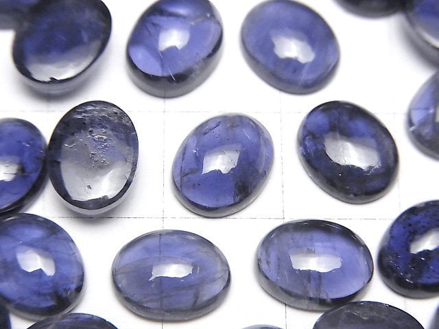 [Video]High Quality Iolite AAA- Oval Cabochon 10x8mm 2pcs