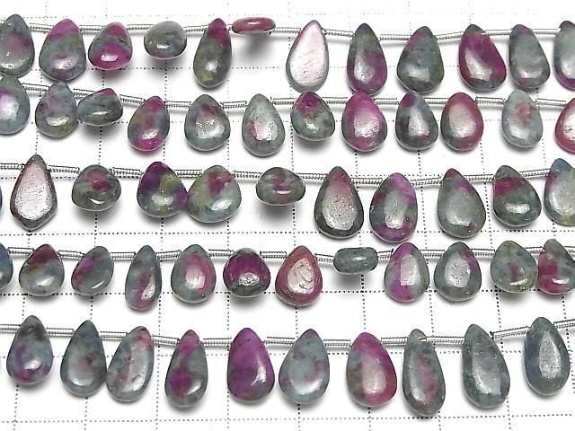 [Video] Ruby Inzoisite Pear Shape (Smooth) 1 Strand Beads (approx. 7 inch/18 cm)