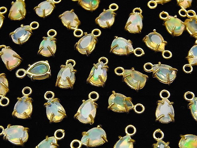 [Video] High Quality Ethiopia Opal AAA Bezel Setting Pear shape Faceted 6x4mm 18KGP 2pcs $13.99!