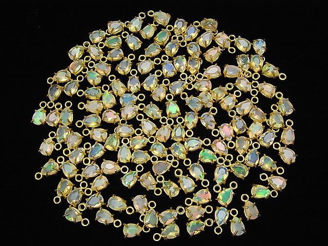 [Video] High Quality Ethiopia Opal AAA Bezel Setting Pear shape Faceted 6x4mm 18KGP 2pcs $13.99!