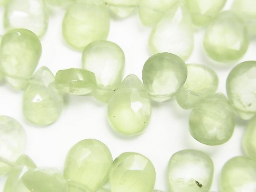 Faceted Briolette, Pear Shape, Prehnite Gemstone Beads