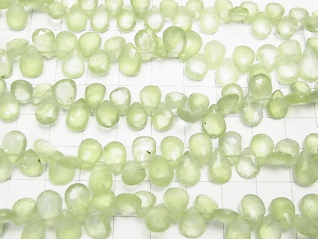 [Video] 1strand $24.99- !  High Quality Prehnite AA++ Pear shape  Faceted Briolette  1strand beads (aprx.7inch/18cm)