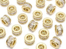 Metal parts Rondelle 6x6x3.5mm Gold (with CZ) 2pcs