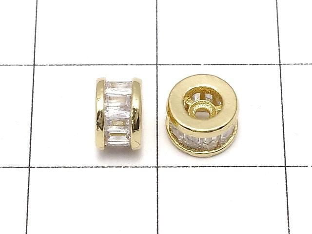 Metal parts Rondelle 6x6x3.5mm Gold (with CZ) 2pcs