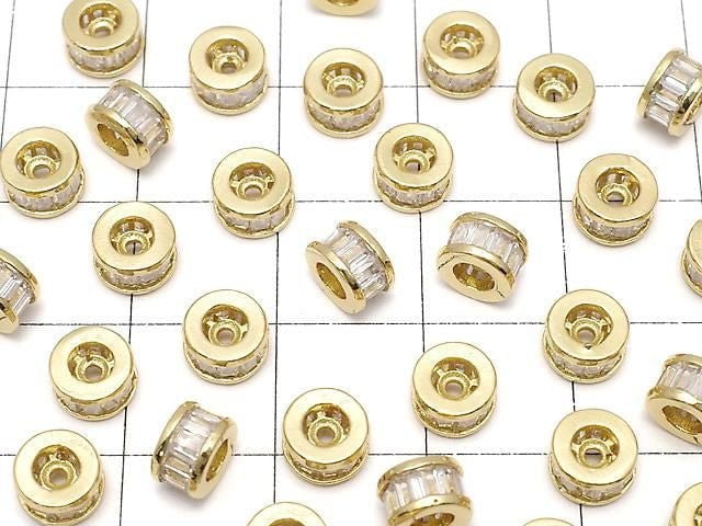 Metal parts Rondelle 6x6x3.5mm Gold (with CZ) 2pcs