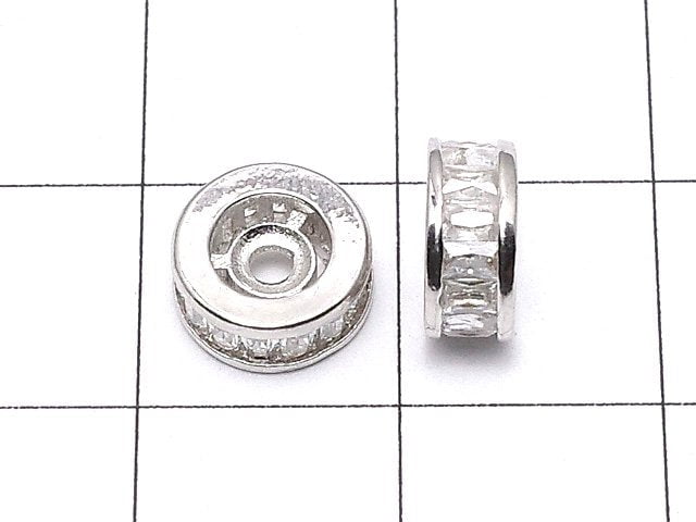 Metal Parts Rondelle 8x8x3.5mm Silver with CZ 2pcs $3.79!