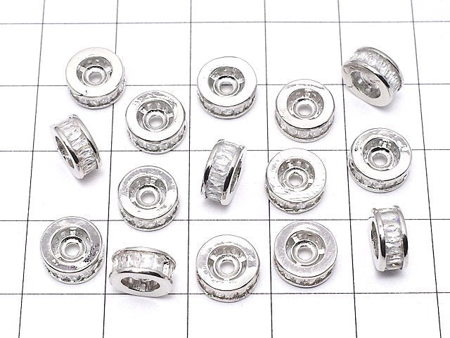 Metal Parts Rondelle 8x8x3.5mm Silver with CZ 2pcs $3.79!