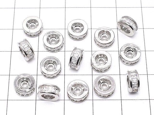 Metal Parts Roundel 8x8x3.5mm Silver with CZ 2pcs $3.79!