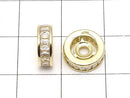Metal Parts Rondelle 10x10x3.5mm Gold (with CZ) 2pcs