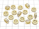 Metal Parts Rondelle 10x10x3.5mm Gold (with CZ) 2pcs
