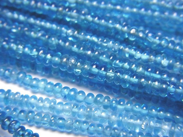 [Video]High Quality Neon Blue Apatite AAA Rondelle half or 1strand beads (aprx.13inch/31cm)