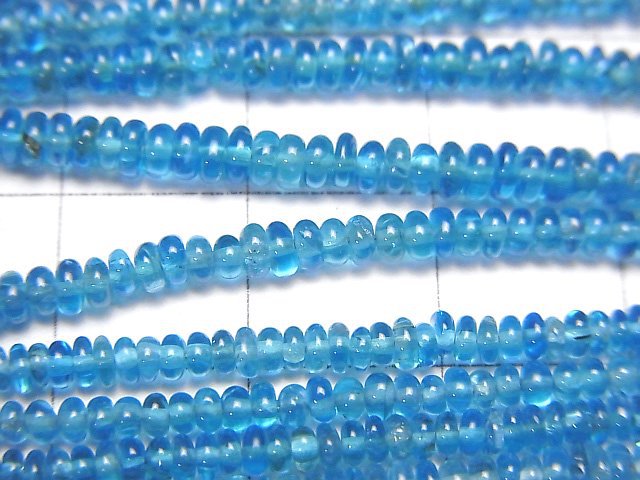 [Video]High Quality Neon Blue Apatite AAA Rondelle half or 1strand beads (aprx.13inch/31cm)
