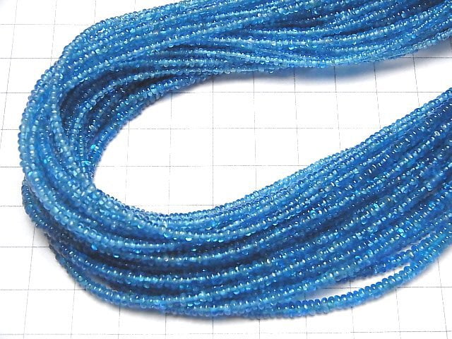 [Video]High Quality Neon Blue Apatite AAA Rondelle half or 1strand beads (aprx.13inch/31cm)