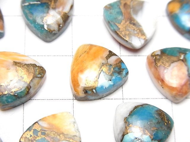 [Video] Oyster Copper Turquoise Triangle Cabochon 12x12mm 2pcs