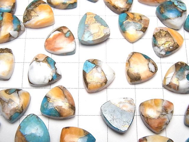 [Video] Oyster Copper Turquoise Triangle Cabochon 12x12mm 2pcs