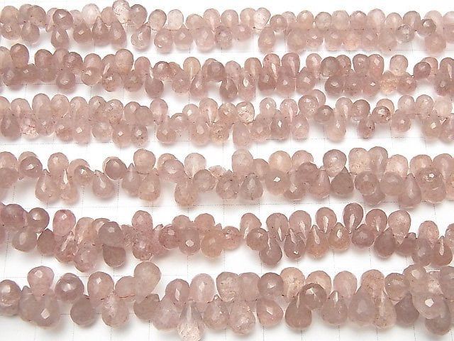 [Video] Pink Epidote AA++ Drop Faceted Briolette half or 1strand beads (aprx.7inch/18cm)