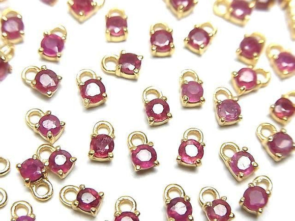 [Video]High Quality Ruby AAA- Bezel Setting Round Faceted 3x3mm 18KGP 2pcs