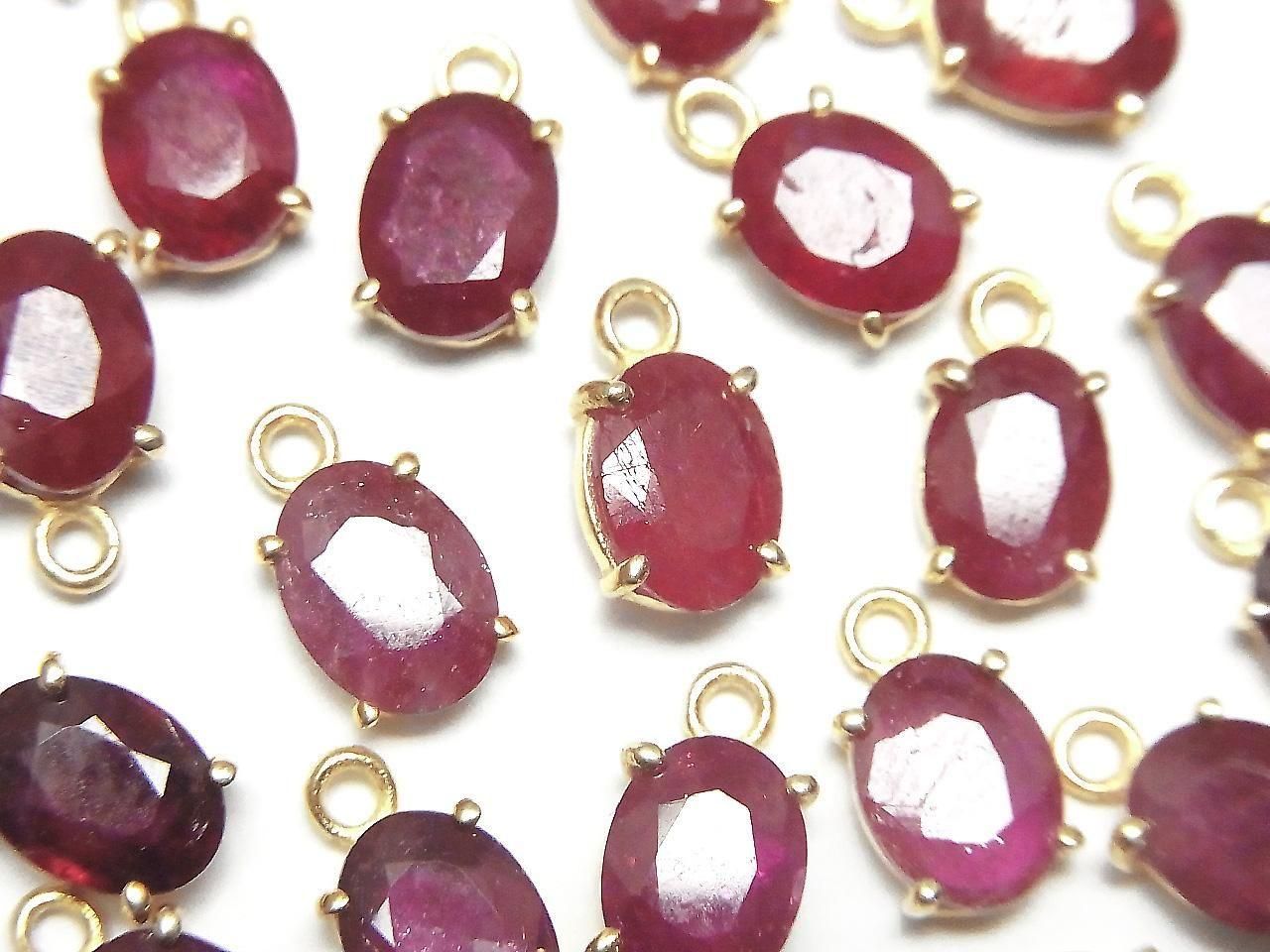 Rubis de haute qualité AAA serti clos facetté ovale 8x6mm en 18 carats plaqué or 1 pièce