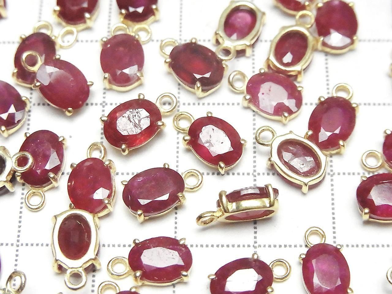 Rubis de haute qualité AAA serti clos facetté ovale 8x6mm en 18 carats plaqué or 1 pièce