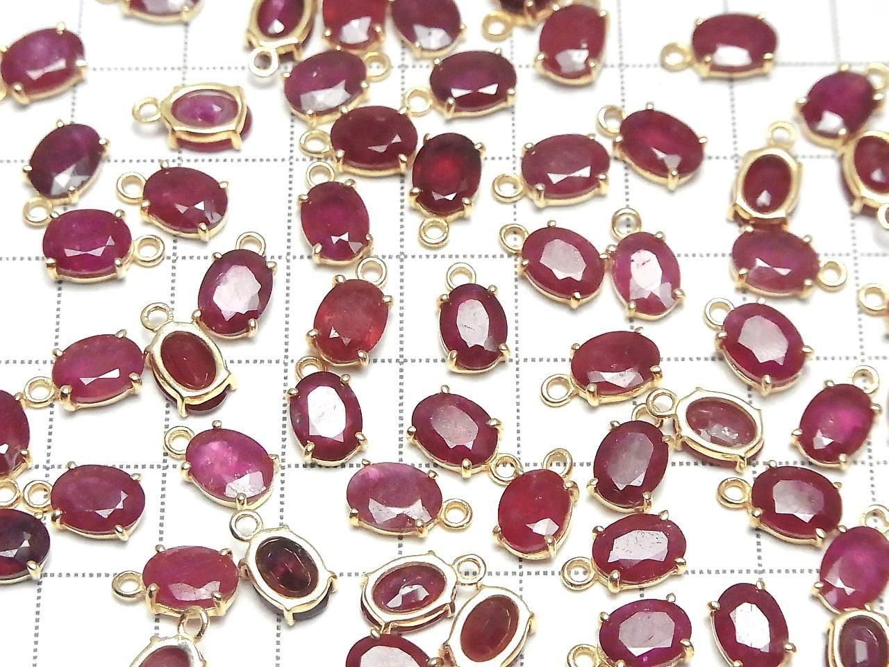 Rubis de haute qualité AAA serti clos facetté ovale 8x6mm en 18 carats plaqué or 1 pièce