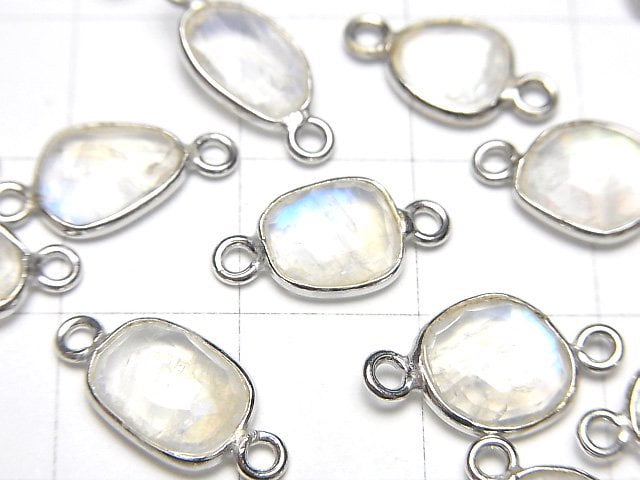 [Video] High Quality Rainbow Moonstone AAA- Bezel Setting Free Form Rose Cut [Both Side] Silver925 3pcs