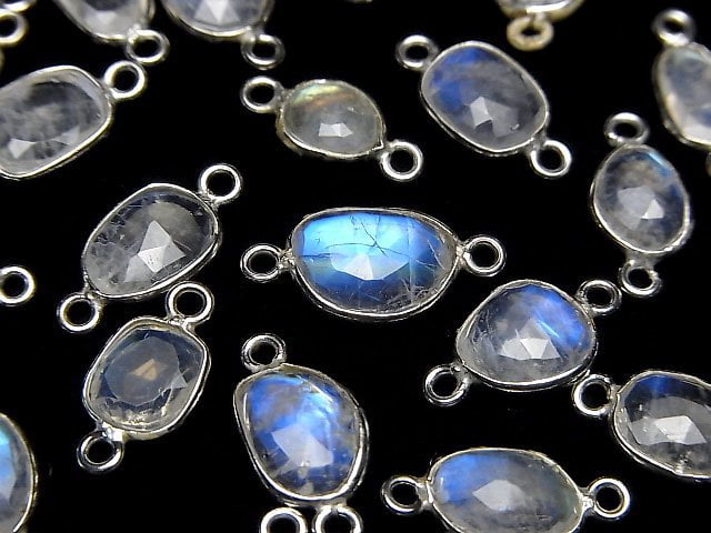 [Video] High Quality Rainbow Moonstone AAA- Bezel Setting Free Form Rose Cut [Both Side] Silver925 3pcs