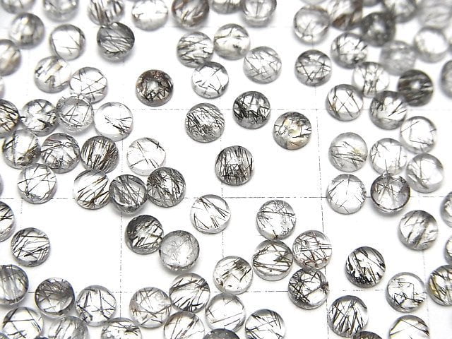 [Video] High Quality Tourmaline Quartz AAA Round Cabochon 4x4mm 5pcs