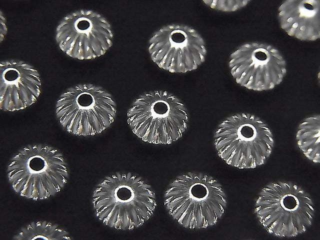 Silver925  Line Carved Rondelle  6.7mm 5pcs