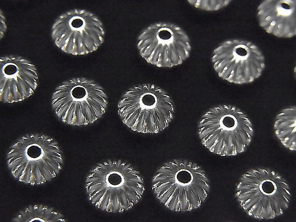 Silver925  Line Carved Rondelle  6.7mm 5pcs