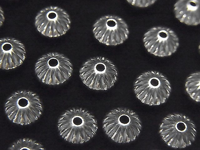 Silver925  Line Carved Rondelle  6.7mm 5pcs