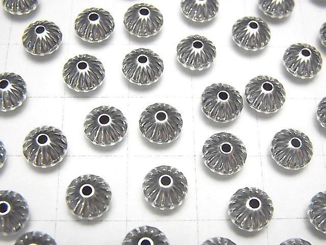 Silver925  Line Carved Rondelle  6.7mm 5pcs