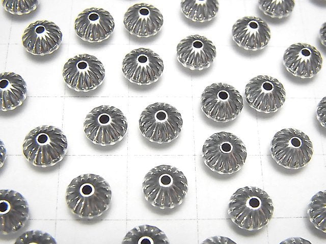 Silver925  Line Carved Roundel  6.7mm 5pcs