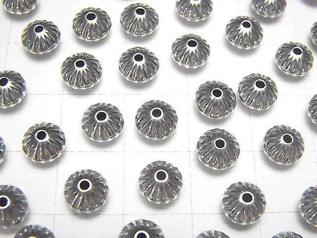 Silver925  Line Carved Rondelle  6.7mm 5pcs