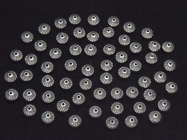 Silver925  Line Carved Rondelle  6.7mm 5pcs