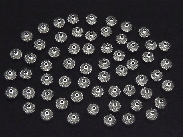 Silver925  Line Carved Roundel  6.7mm 5pcs