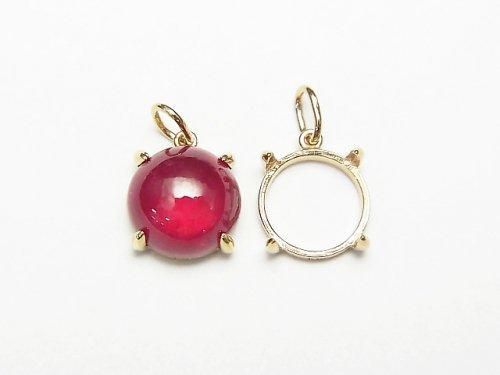 [K10 Yellow Gold] Pendant Frame (Prong Setting) for 8mm Round Cabochon Pendant 1pc [Japan]