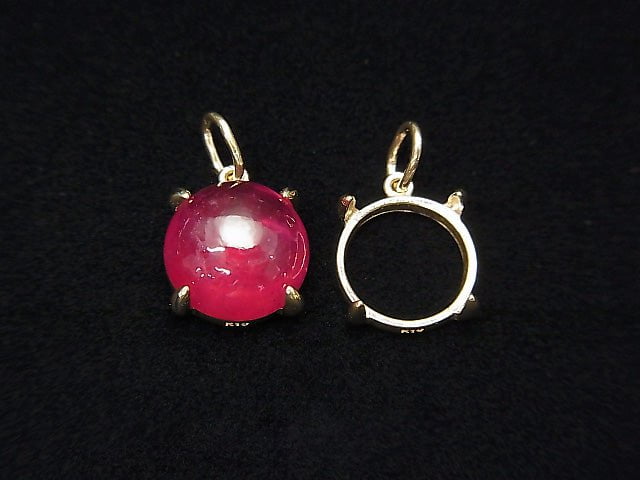 [Video][Japan][K10 Yellow Gold] Pendant Frame (Prong Setting) for Round Cabochon 8mm, 1pc