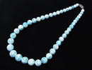 [Video] [One of a kind] Top Quality Larimar Pectolite AAAA Round 8-14mm Size Gradation Necklace NO.2