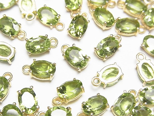 Bezel Setting, Oval, Peridot Gemstone Beads