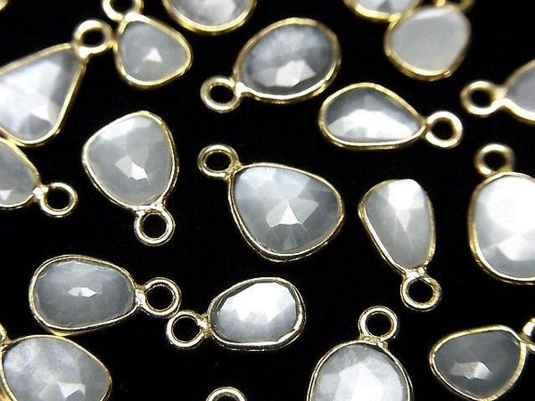 [Video]High Quality White Moonstone AAA- Bezel Setting Freeform Rose Cut [One Side] 18KGP 4pcs